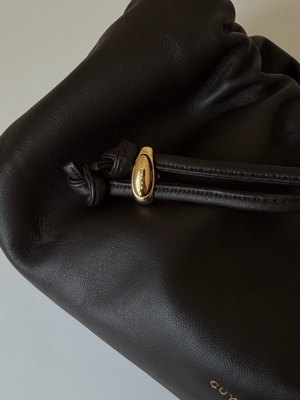 Cuyana Drawstring Brown Leather Bag - mini dia bag - Picture 11 of 15